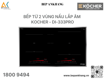 Bếp từ đôi Kocher DI-333Pro - Vùng nấu lớn nhỏ - Made in Korea 